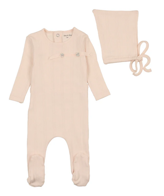 Organic Ditsy Pointelle Footie Set in Champagne Pink