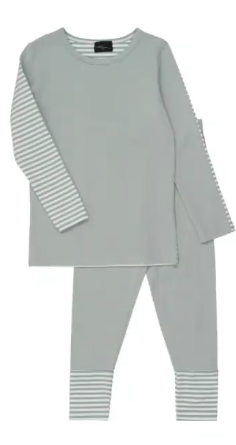 Striped Back Pajamas in Pale Blue
