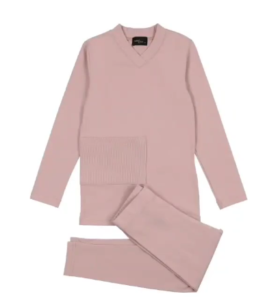 Ribbed Pocket Pajamas in Pink