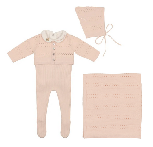 Mademoiselle Ensemble Layette Set in Pearly Pink