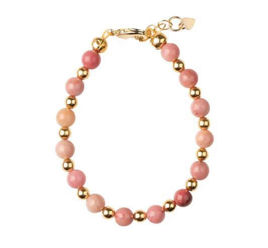 Blush Stone with Gold Beads