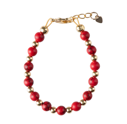 Red Stone with Gold Beads