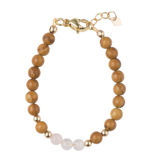 Wood Grain Stone with Rose Beads