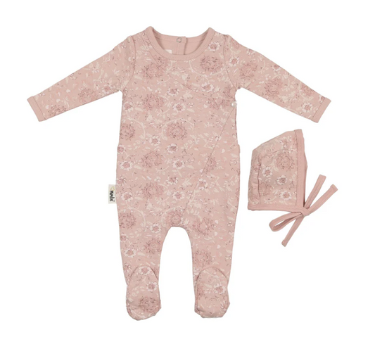 Soft Roses Layette Set in Mauve