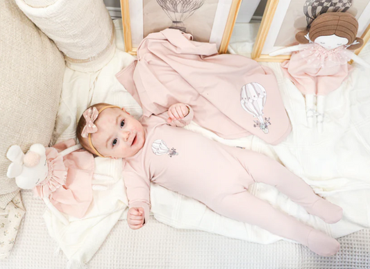 Hot Air Balloon Layette Set in Pink