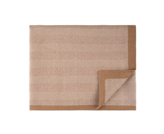 Herringbone Knit Blanket in Tan