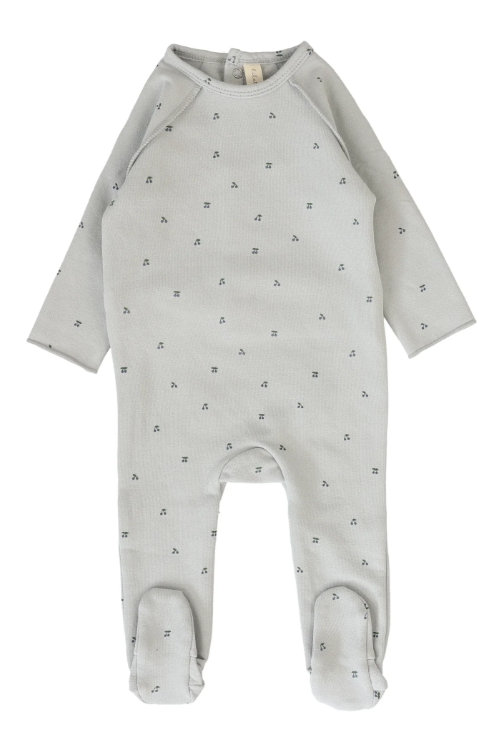 Lilette Cherry Print Footie in Pale Blue