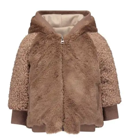 Fur Coat and Beanie in Mocha