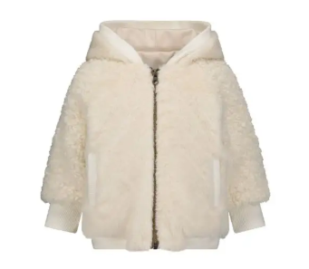 Fur Coat and Beanie in Cream