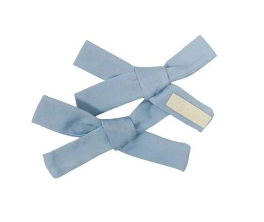 Light Denim Bow Clip Set