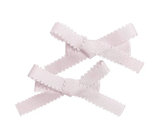 Light Pink Scalloped Bow Clip Set