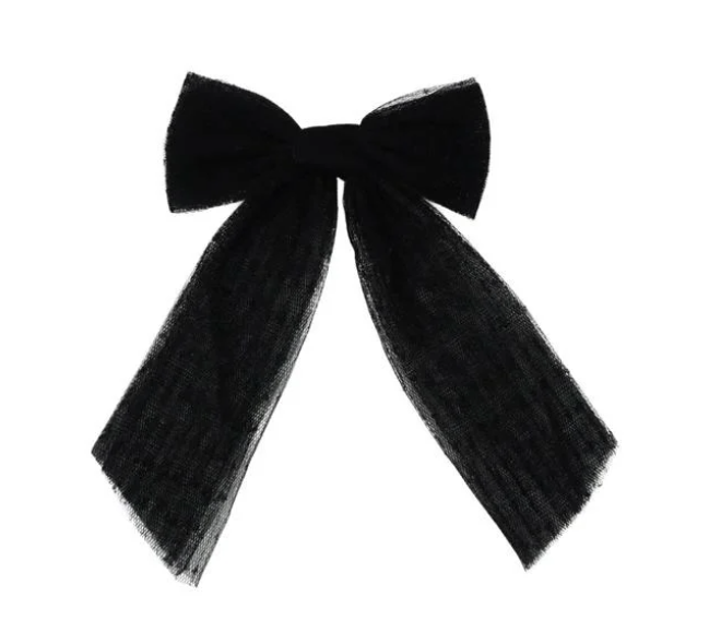 Dressy Dot Tulle Medium Bow Clip