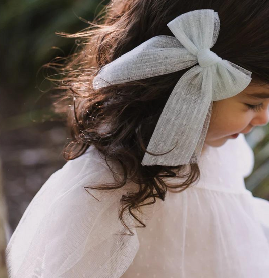Dressy Dot Tulle Medium Bow Clip