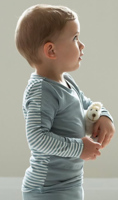 Striped Back Pajamas in Pale Blue