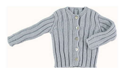 Ribbed Knit Cardigan in Baby Blue