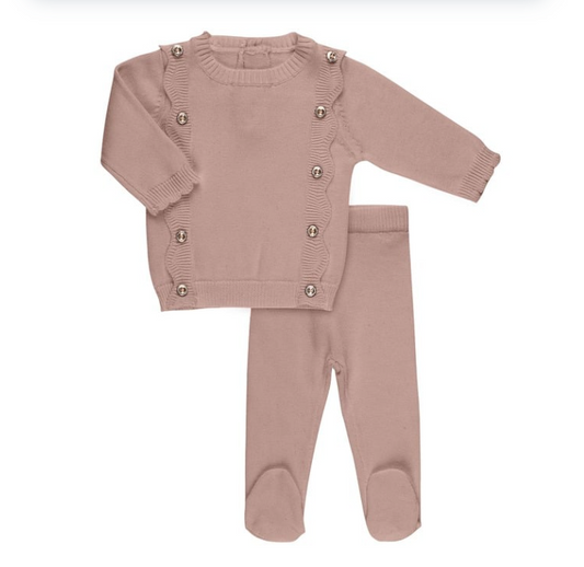 Scalloped Knit Set in Mauve