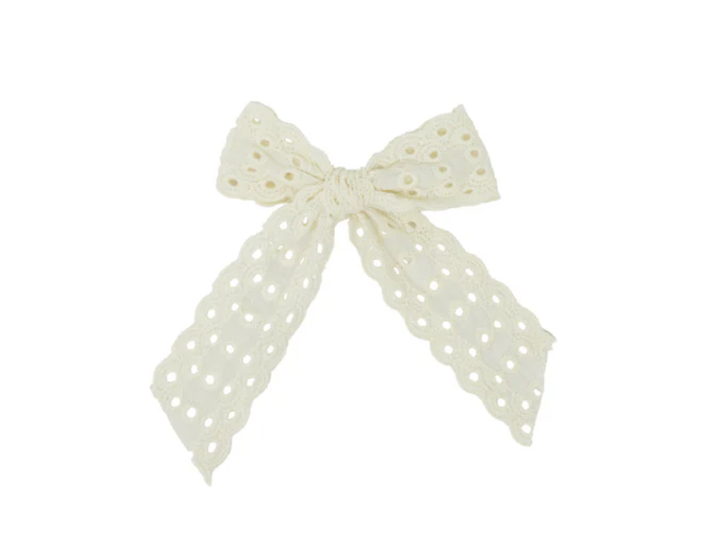 Cutwork Lace Eyelet Small Bow Clip