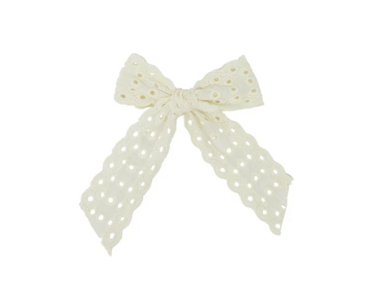 Cutwork Lace Eyelet Small Bow Clip