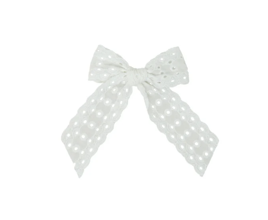 Cutwork Lace Eyelet Small Bow Clip