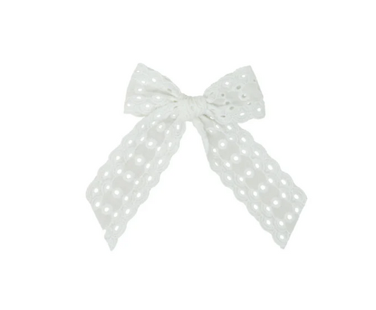 Cutwork Lace Eyelet Small Bow Clip