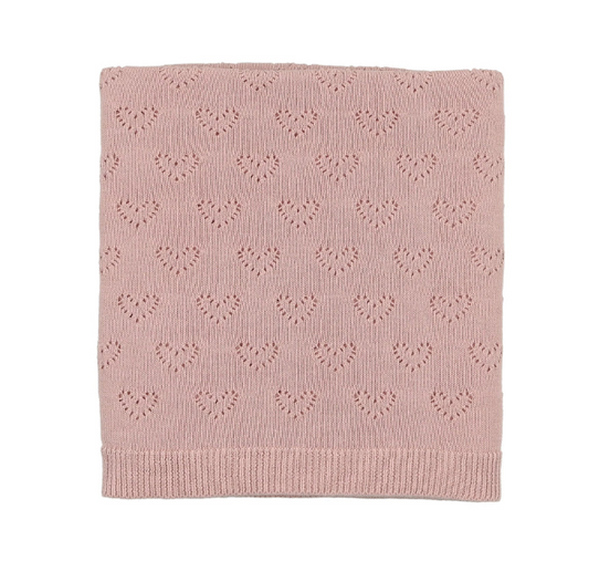 Peach Dust Heart Pointelle Knit Blanket