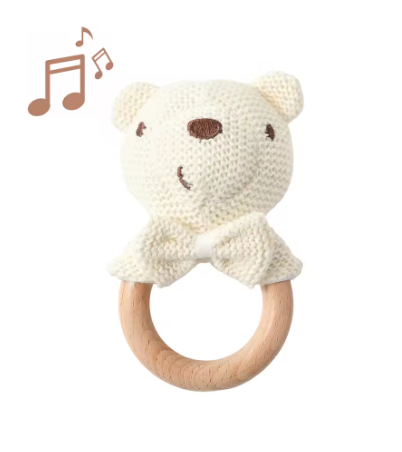 Crochet Wooden Teether and Rattle