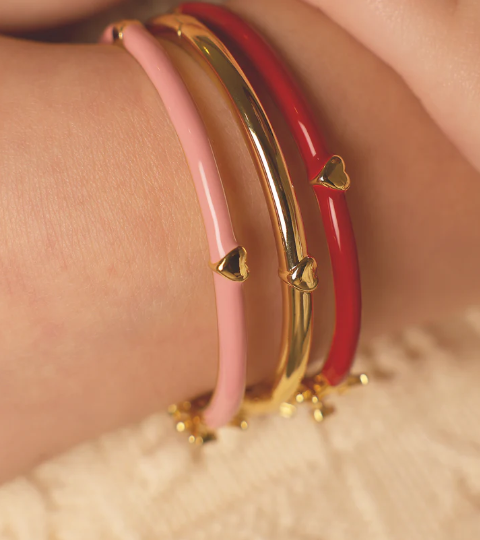 Gold Bangle with Gold Heart