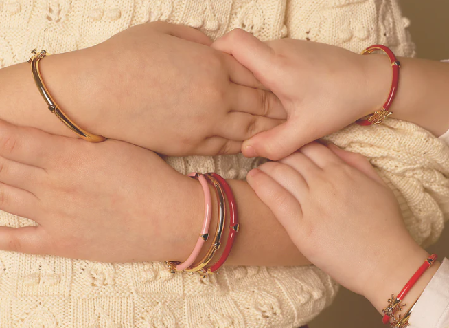 Gold Bangle with Gold Heart