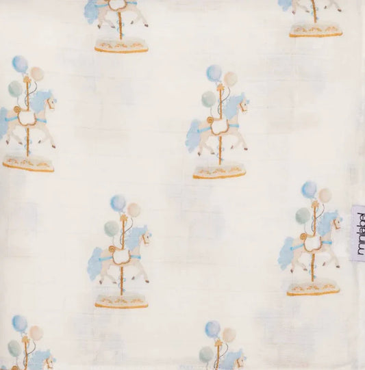 Carousel Printed Swaddle in Blue