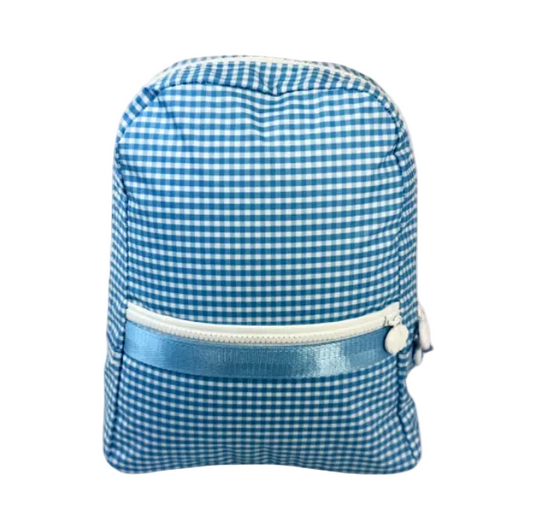 Wipeable Baby Blue Gingham Small Backpack