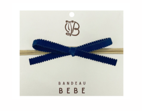 Scalloped Velvet Baby Headband in Navy