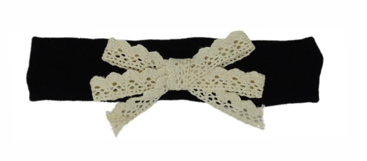 Knit and Lace Band in Black