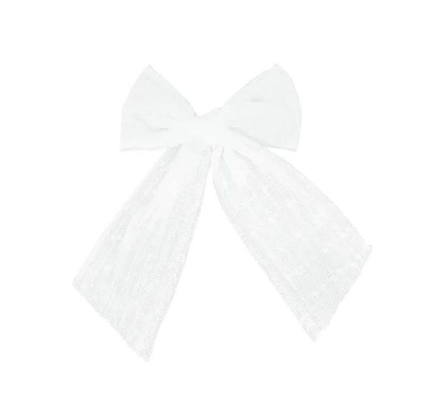 Tulle Dots Clip in White - Small