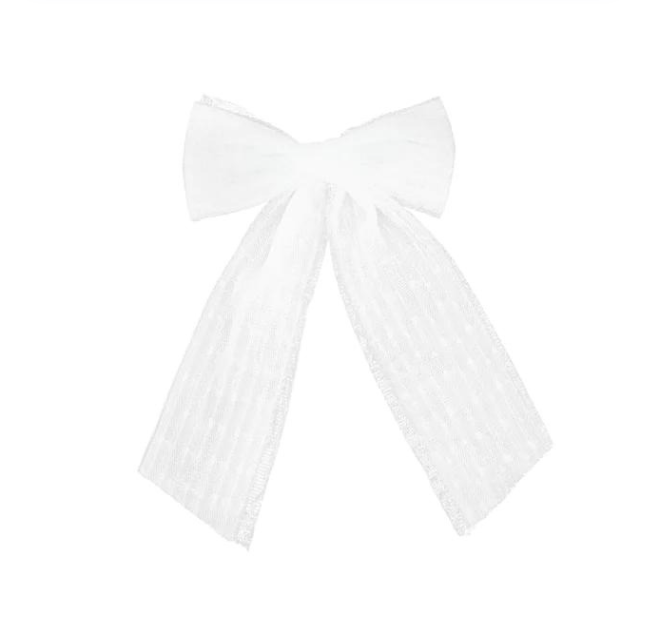 Tulle Dots Clip in White - Medium