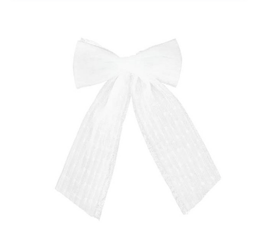 Tulle Dots Clip in White - Medium