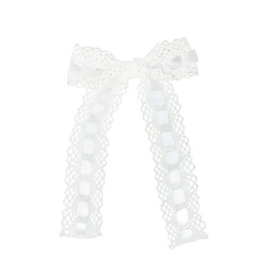Sheer Lace Clip in White - Medium