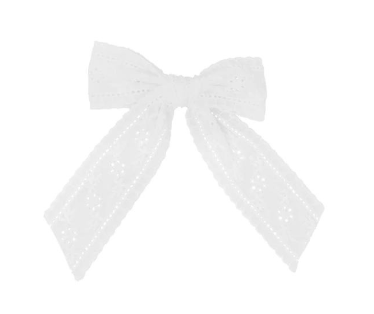 Lace Floral Clip in White - Medium