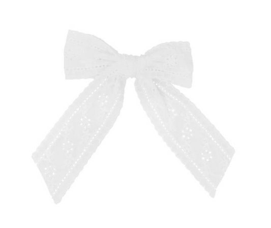 Lace Floral Clip in White - Medium