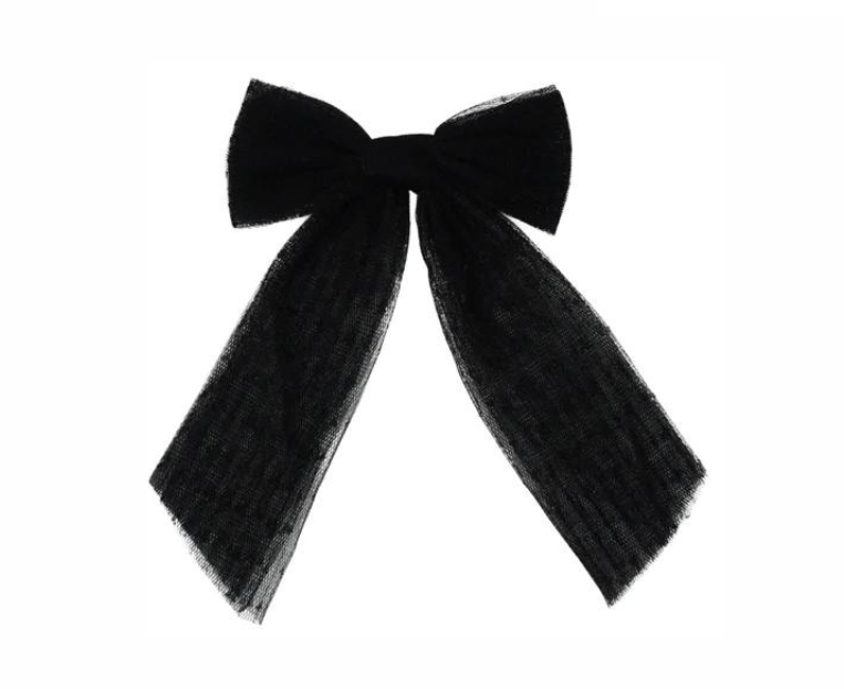 Tulle Dots Clip in Black - Medium