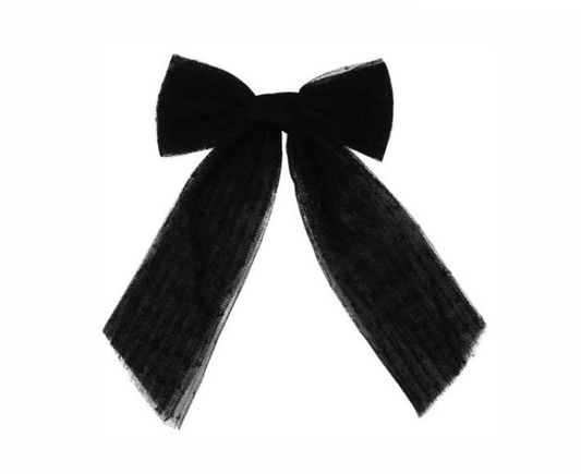 Tulle Dots Clip in Black - Medium