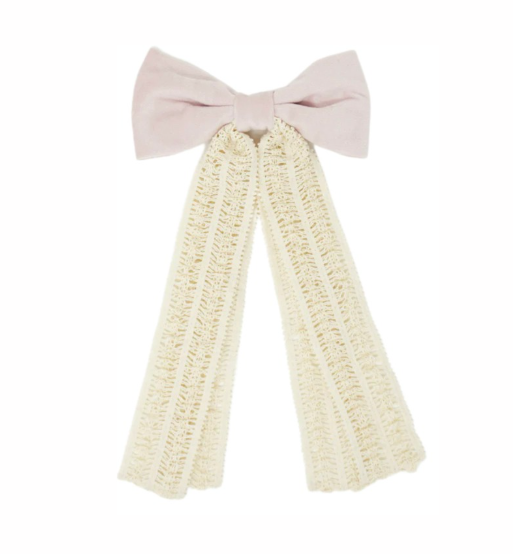 Clip with Lace Tassels in Pink - Large