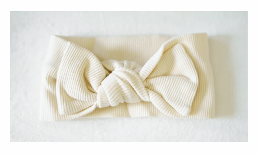 Wide Ribbed Headband in Ivory