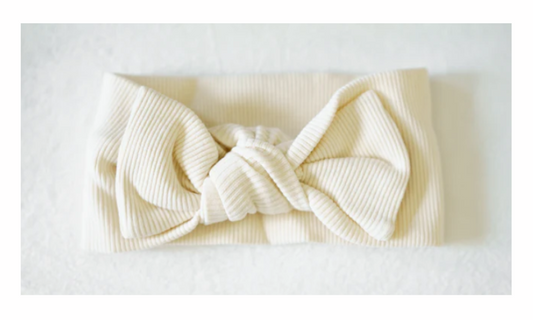 Wide Ribbed Headband in Ivory