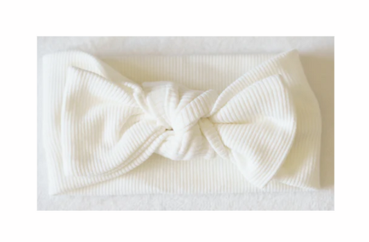Wide Ribbed Headband in White