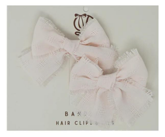 Frayed Edge Mini Clip Set in Pale Pink