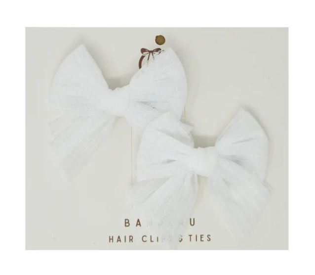 Dressy Dot Tulle Mini Clip Set in White