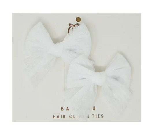 Dressy Dot Tulle Mini Clip Set in White
