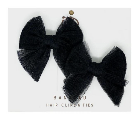 Dressy Dot Tulle Mini Clip Set in Black