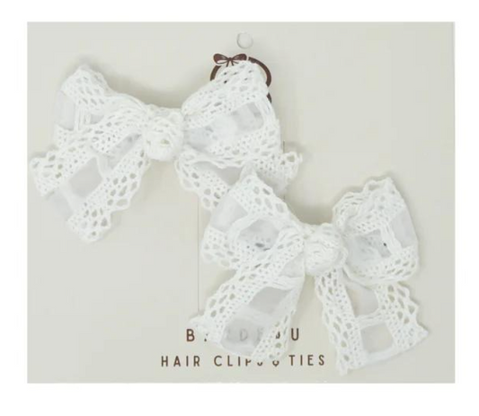 Sheer Lace Mini Clip Set in White