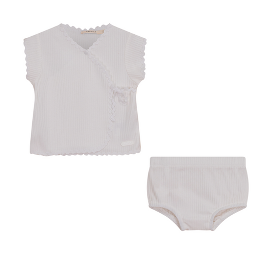 Scalloped Wrap Set In White - 18m